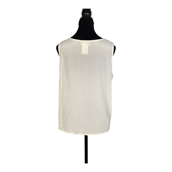 Vintage 90s Ivory Floral Embroidered Sleeveless Blouse Tank Top Medium - Picture 2 of 6